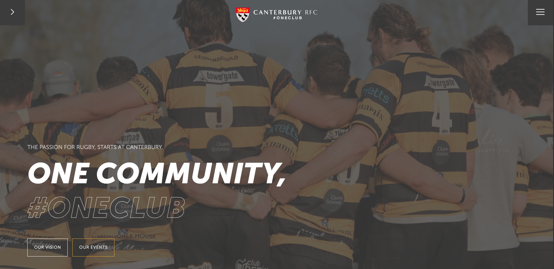 Screenshot of Canterbury RFC website landing page