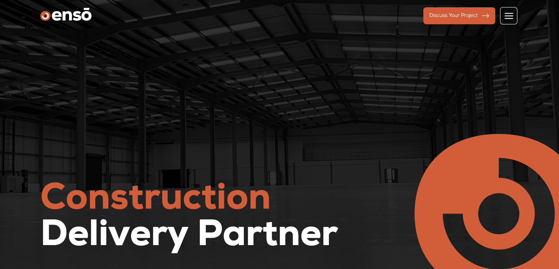 Screenshot of Enso Construction website landing page