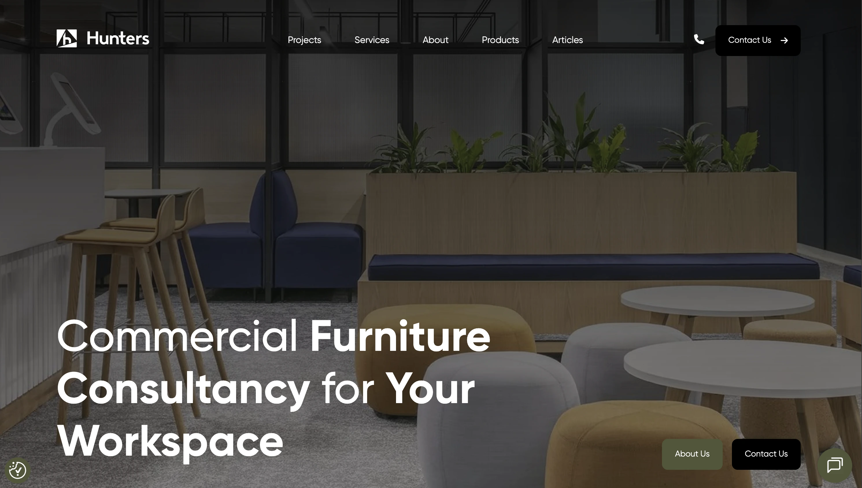 Screenshot of Hunters Contracts website landing page